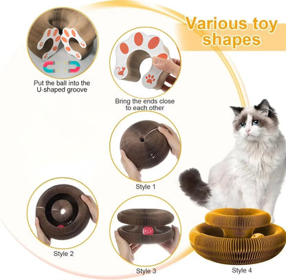 くるくる変形！猫ちゃんの遊べる爪とぎトイ