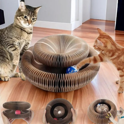 くるくる変形！猫ちゃんの遊べる爪とぎトイ