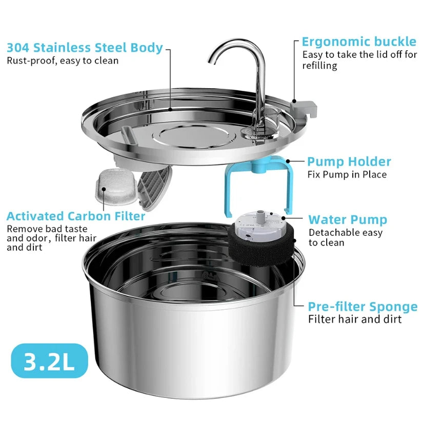ペットが自然に飲みたくなる 3Lステンレス給水器
